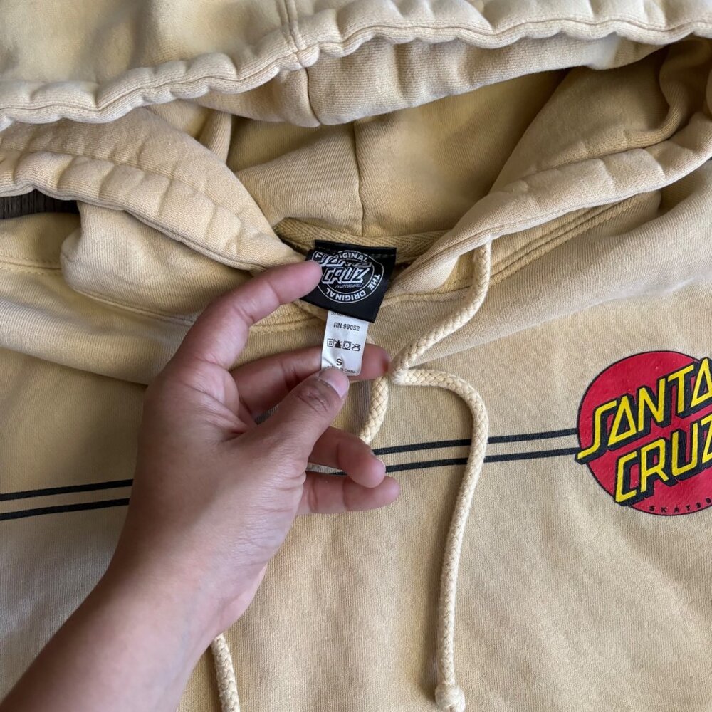 Santa Cruz faded yellow Hoodie Sweatshirt Mens S - Picture 4 of 7